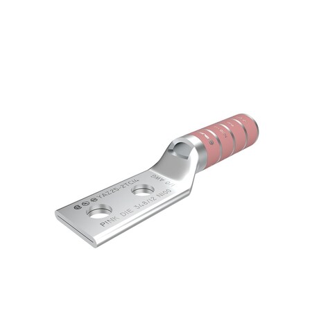 Burndy Cu Comp Terminal Code Cond, Bvl Entry, 2 Hole/W/InspWindow, 1/0 AWG Co YAZ252N
